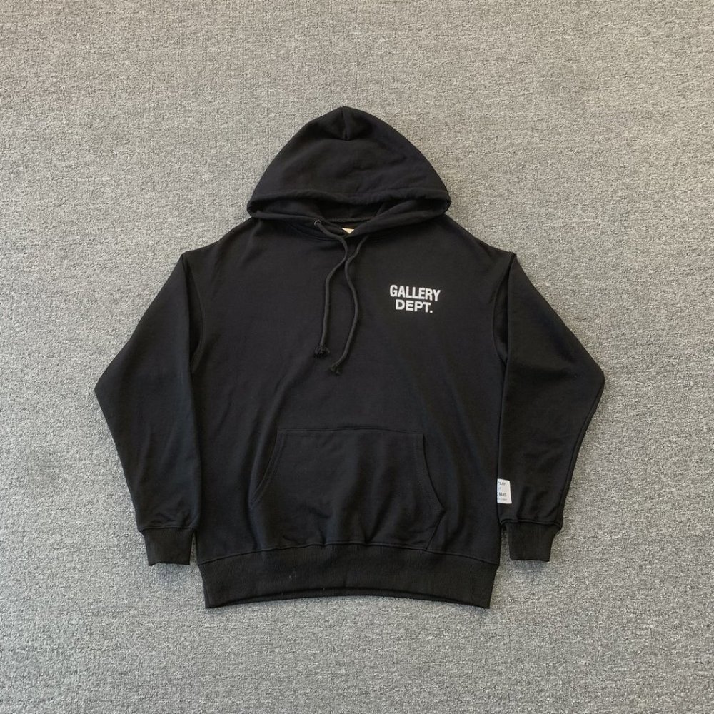 Gallery Black Long Sleeve Hoodie Letter Print